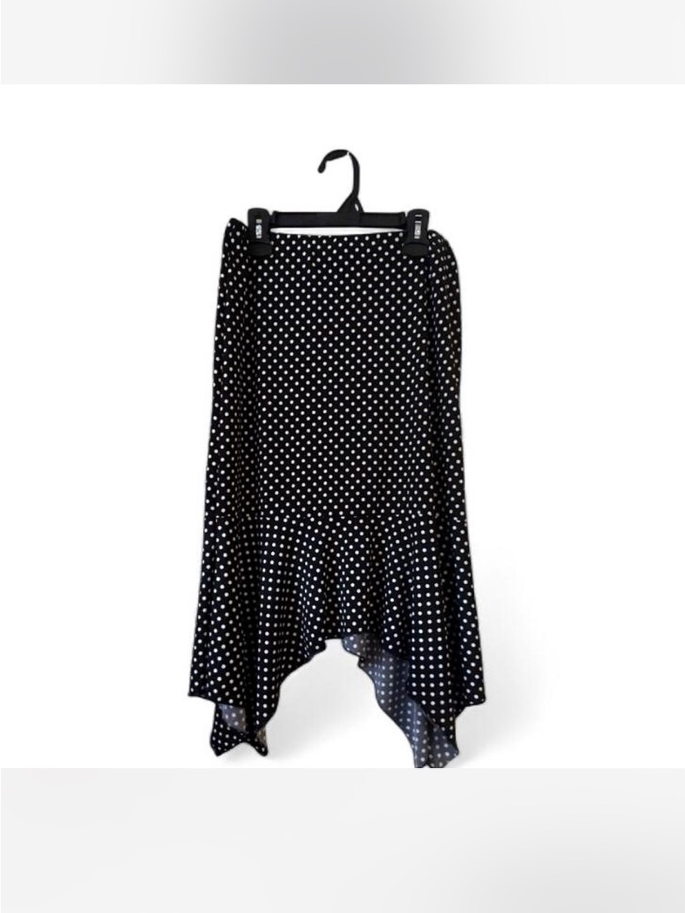 Black & White Polka Dot Asymmetric Hem Skirt